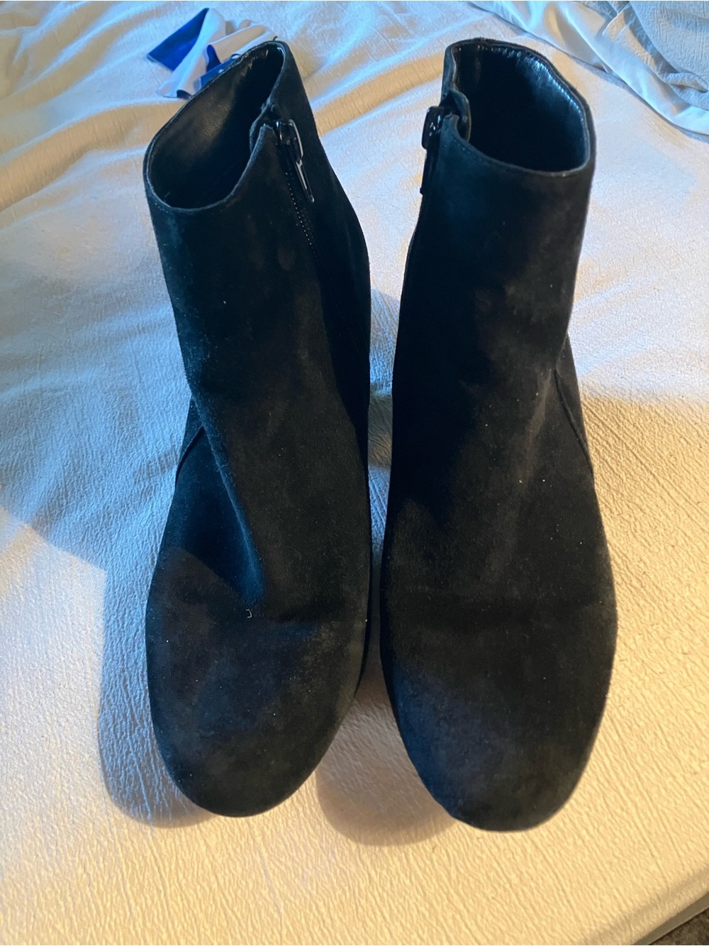 INC International Concepts Black Suede Ankle Booties with Side Zip